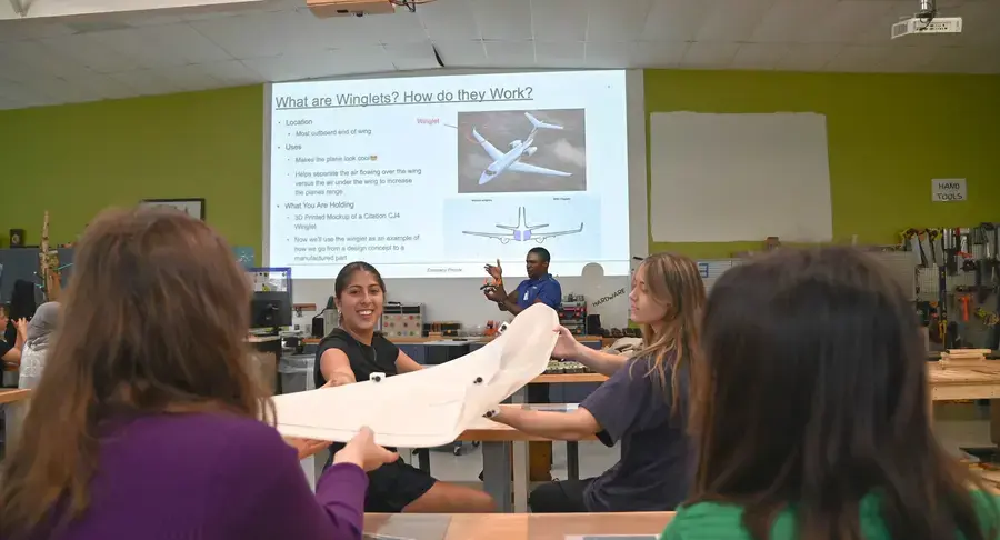Students learning about aerospace